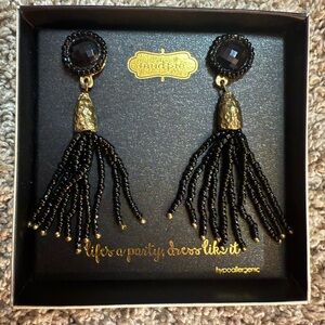 Mud Pie Black and Gold Beaded Earrings